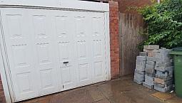 Garage Door For Sale, With Lock And Key, Used, Up And Over Opening Style, Light Steel, With Fittings